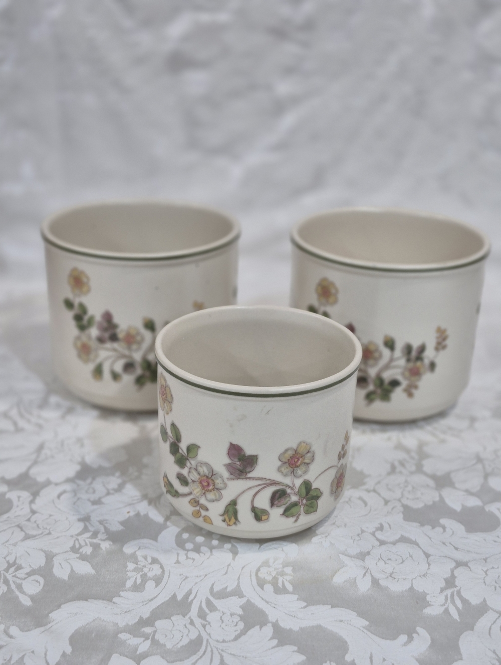 Autume Leaves Set Of 3 Plant Pots Circa 1980s